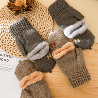 Men's Winter Flip-Top Fingerless Gloves with Windproof Thermal Lining for Cycling