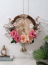 Creative Wreath Hanging Ornament Artificial Flower Decoration for Living Room Wall Decor Shop Entrance Welcome Sign