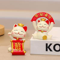 Lucky Cat Phone Holder Desktop Ornament Resin Figurine