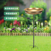 Freestanding Garden Bird Bath Feeder with Metal Stake, Detachable Water Bowl for Patio Yard Decor
