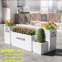 Outdoor Commercial Iron Planter Box for Cafes & Streetscapes, Rectangular Divider Flower Bed