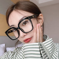 Square Anti-Blue Light Glasses with Hollow Frame and Rivet Detail