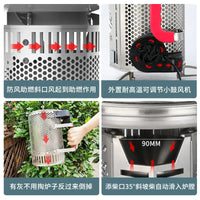 KOHONG Portable Outdoor Wood Burning Stove with Gasification, Smokeless Camping Cooker, Windproof Stainless Steel