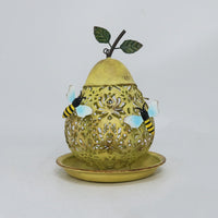 Rustic Pear-Shaped Hanging Bird Feeder with Butterfly/Bee Decor for Garden & Patio