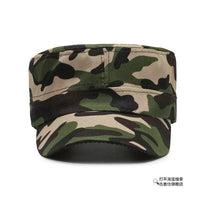 Unisex Camouflage Flat Top Military Training Cap Adjustable Sun Hat for Students & Workers