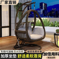 Indoor Outdoor Wicker Rattan Swing Chair with Stand and Cushion, Double/Single Seater Hanging Basket Chair for Patio Balcony Garden