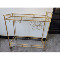 Nordic Style Metal Rolling Bar Cart with Wheels, Multi-functional Storage Trolley for Home and Hotel