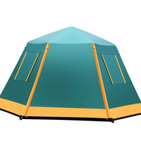 Automatic Hexagonal Black Glue Outdoor Camping Tent for 3-8 People, Double-Layer, Thickened, Stormproof Aluminum Alloy