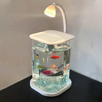 Mini Betta Fish Tank with LED Light - Desktop Glass Aquarium for Living Room Decor