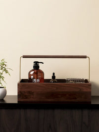 Solid Wood Cosmetic Storage Tray Desktop Organizer for Vanity and Skincare