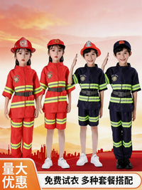 Kids' Firefighter Role Play Costume Set with Helmet and Belt for Performances and Drills