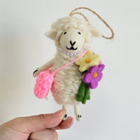 Handmade Felt Sheep Keychain Bag Charm
