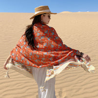 Floral Print Beach Cover-up Scarf for Summer Sun Protection