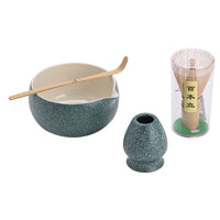 Japanese Style Matcha Whisk Holder and Bowl Set - Speckled Glaze Ceramic