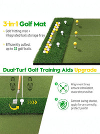 Golf Hitting Mat with Tee Area for Outdoor Practice