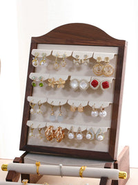 Walnut Wood Jewelry Display Stand Set for Necklaces, Earrings, Bracelets, and Rings