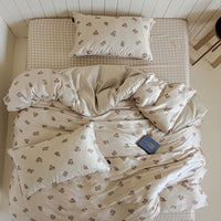 Cartoon Animal Tencel Lyocell 4-Piece Bedding Set for Dogs and Cats, Cool Silk Duvet Cover and Flat Sheet
