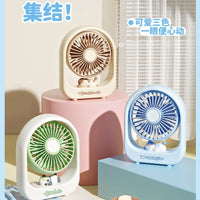 Cute Pet Cartoon USB Rechargeable Desktop Mini Fan for Dormitory Office Gaming