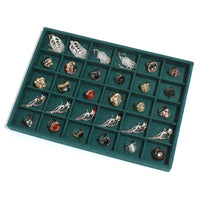 Dark Green Velvet Jewelry Display Tray for Necklaces, Rings, Bracelets, Earrings, and Pendants
