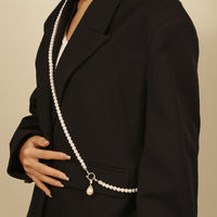 Avant-Garde Pearl Gyro Necklace Body Chain for Women, Versatile Crossbody Design for Suits and Hoodies