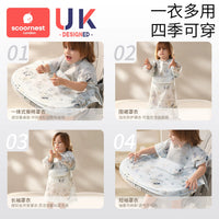 Kids' Waterproof Long-Sleeve Bib Apron with Detachable Hem for Feeding and Art