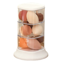 Rotating Multi-Layer Cosmetic Sponge Holder with Lid, Dustproof Beauty Blender Organizer for Desktop