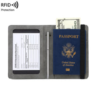 RFID Passport Holder with Vaccine Card Slot, Slim Travel Document Organizer for Tickets and Cards