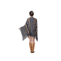 Women's Ethnic Style Knitted Tassel Poncho Cape for Autumn/Winter