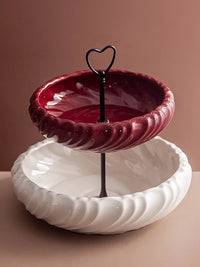 Double-Layer Rotating Candy and Snack Box with Divided Compartments, Heart-Shaped Design for Home Living Room
