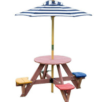Kids Outdoor Picnic Table and Chair Set with Umbrella - Indoor/Outdoor Activity Furniture for Preschool & Kindergarten