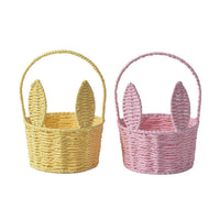 Hand-Woven Paper Rope Bunny Ear Flower Basket for Floral Arrangements and Gifts