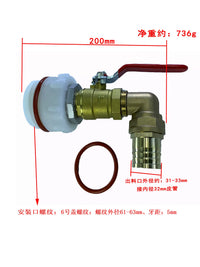 200L Plastic Drum PP Connector All-Copper Discharge Valve Oil Barrel Manual Drain Valve