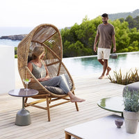 Outdoor Rattan Woven Bird's Nest Swing Chair Balcony Hanging Basket Single Sofa for Patio Garden