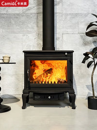 Modern Cast Iron Wood Burning Fireplace for Home & Villa Heating