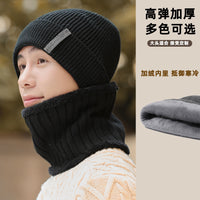 Men's Wool Knit Beanie Hat and Scarf Set with Fleece Lining for Winter