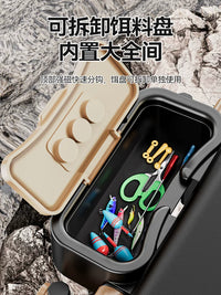 Portable Fishing Bucket with Oxygen Pump and Rod Holder, Lightweight Stream Fishing Box for Outdoor Angling