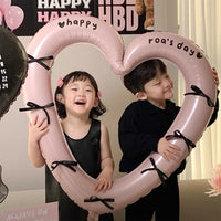 Pink Hollow Heart Photo Frame Balloon for Birthday Party Decoration