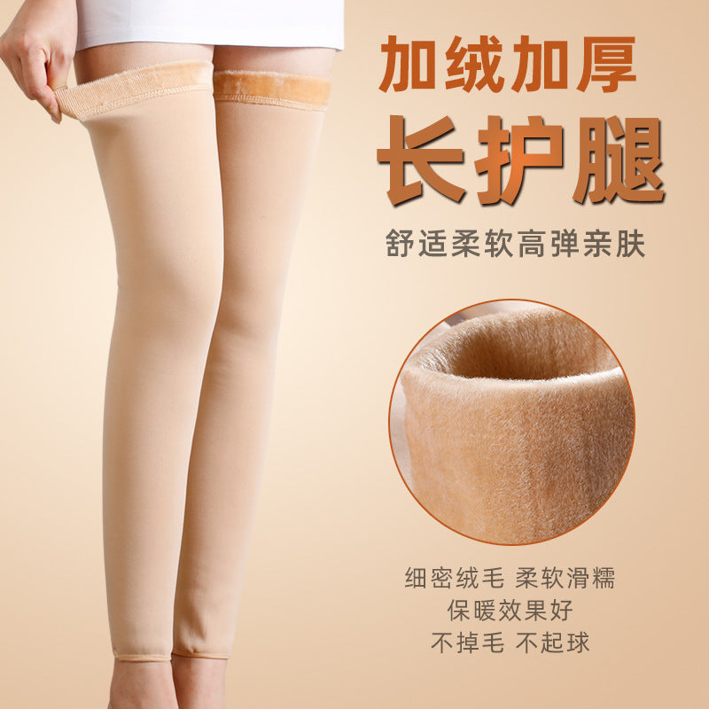 Fleece Lined Thermal Knee Warmers for Women, Extended Leg Sleeves for Joint Protection