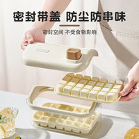 Press-Type Ice Cube Tray with Storage Bin, Food-Grade Double-Layer Ice Maker for Home Refrigerator, Large Capacity