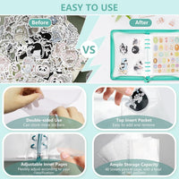 A5/A6 Glitter Zipper Transparent Loose-Leaf Notebook with 6-Hole Card Holder for Journaling & Collecting