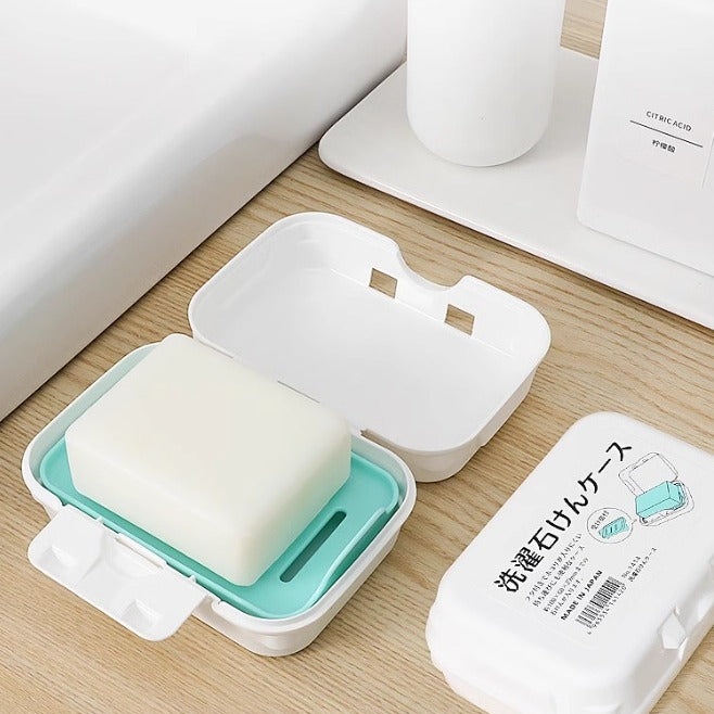 YAMADA Portable Covered Soap Dish with Drain, Dustproof Soap Box for Travel and Home