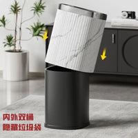 12L Square Faux Leather Waste Bin with Marble Pattern for Home and Office