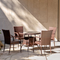 Outdoor Wicker Patio Dining Set with Table and Chairs for Balcony Garden Cafe