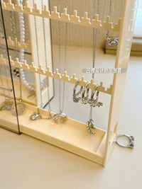 Acrylic Dustproof Pull-Out Jewelry Organizer with Necklace Hanger and Earring Display