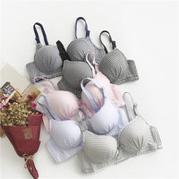 Teen Girls Wireless Bra and Panty Set, Push Up, Anti-Sagging, Thin Lace, Plaid
