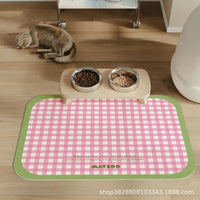 Dopamine Plaid Diatomaceous Earth Pet Feeding Mat - Quick Dry, Splash-Proof, Absorbent, Easy Clean