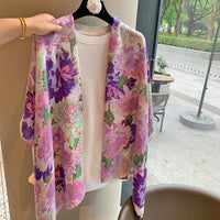 Ethnic Style Cotton Linen Scarf for Women - Long Warm Shawl for Autumn/Winter & Summer Air-Conditioned Rooms