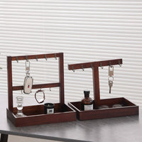 Wooden Entryway Key Holder with Storage Tray for Jewelry and Small Items