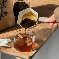 Hexagonal Stainless Steel Espresso Measuring Cup with Wooden Handle, 150ml