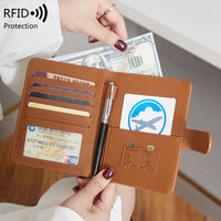 RFID Blocking Slim Travel Passport Holder with Credit Card Slots